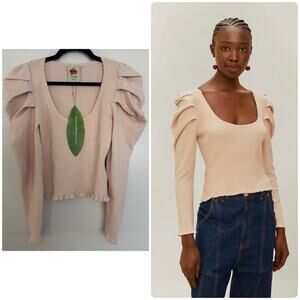 Farm Rio Off-White Knit Corset Top